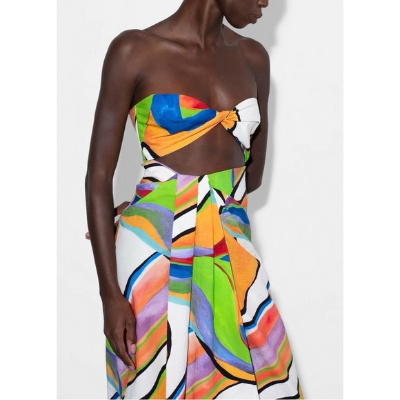 NWT Mara Hoffman Midi Strapless Cutout Samara Printed Dress - Picture 4 of 8